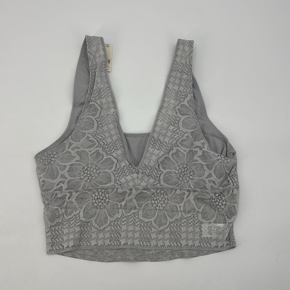 Aerie Holiday grey best lace waffle longline bralette‎ size Medium NWT - Picture 2 of 12